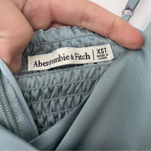 Abercrombie & Fitch blue midi wrap dress with ruching size XST - Picture 4 of 4
